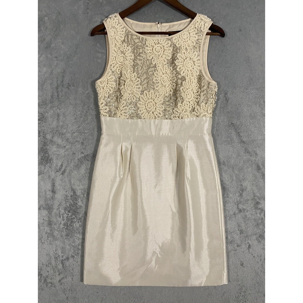 Tahari Arthur S Levine Dress Womens 6 White Lace Bodice Sheath Cocktail‎ Party